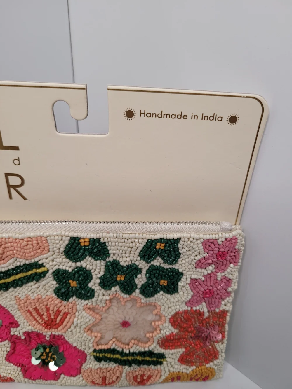 👉✨️ Sol and Mer Floral Beaded Wristlet Pouch - Pink & Cream